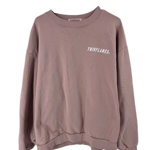 TWINFLAMES Pink Crewneck Sweatshirt Graphic Print Oversized XLarge